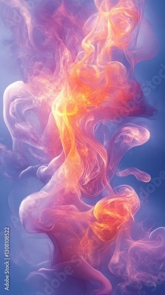 Fototapeta A vibrant abstract composition of swirling colors and textures resembling smoke or vapor.