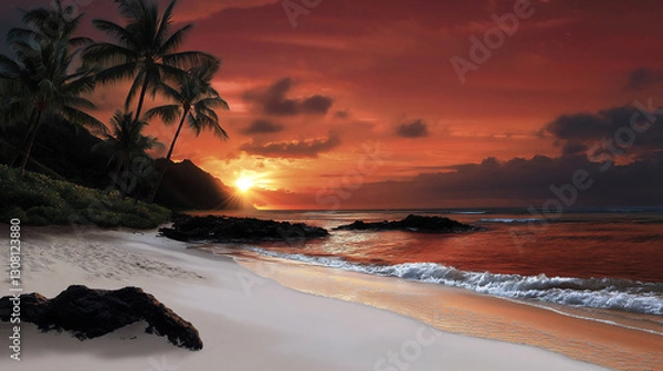 Fototapeta  poipu sunset beach