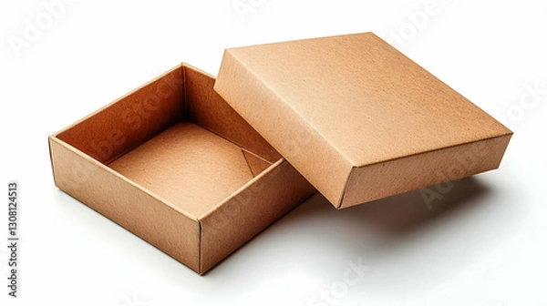 Fototapeta Open Brown Cardboard Gift Box Product Photography