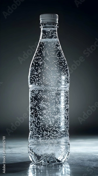 Obraz Sparkling Water Bottle Product Photography, Realistic Image of Carbonated Drink in Plastic Bottle