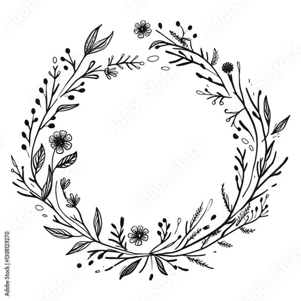 Fototapeta Botanical art illustration wreath vector