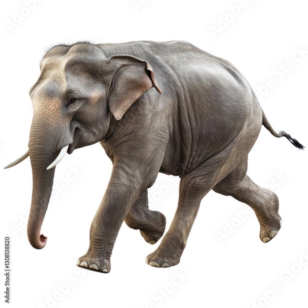 Fototapeta Asiatic Elephant isolated on white or transparent background 
