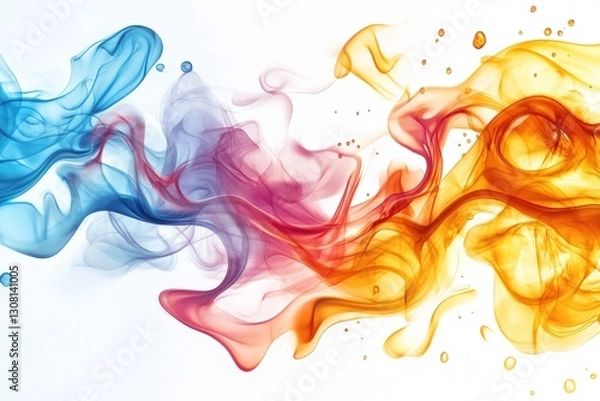 Fototapeta Colorful abstract smoke swirls blend seamlessly, creating a vibrant canvas of blue, pink, and orange hues. This artwork adds a dynamic touch to any design or project, evoking creativity and energy.