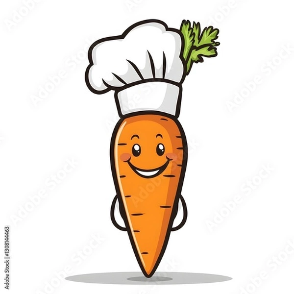Fototapeta Carrot character with chef hat, on a white background