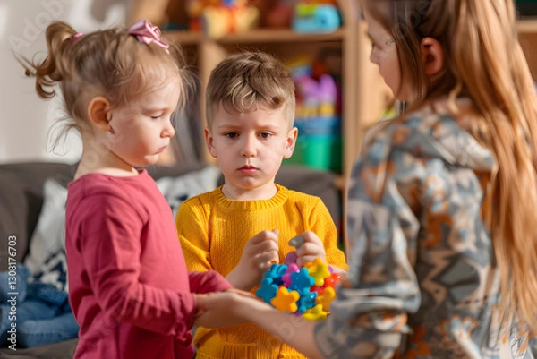 Fototapeta Effective Parental Intervention in Sibling Rivalry Using Solution Chart