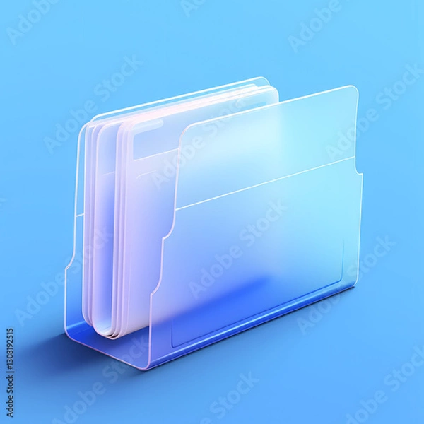 Obraz Digital technology 3D blue and white transparent glass folder icon