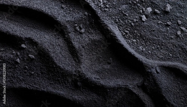 Obraz carbon powder or black charcoal powder dark textured background volcano dust moving on surface close up
