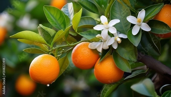 Obraz orange blossom and fruit on branch