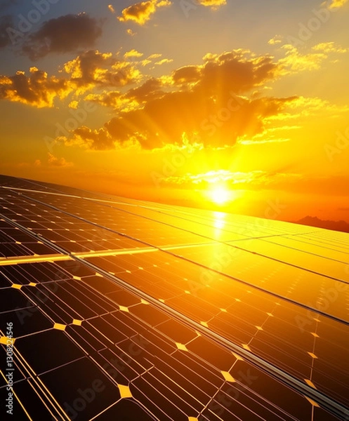 Fototapeta solar panel and sun