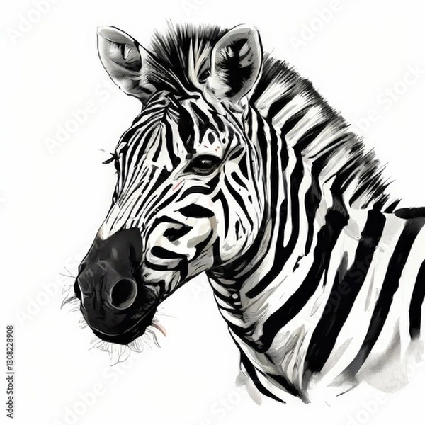 Fototapeta an AI Image Generator, Detailed Illustration of a Zebra
