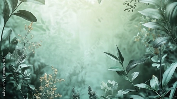 Fototapeta Enchanted Green: Serene Botanical Background