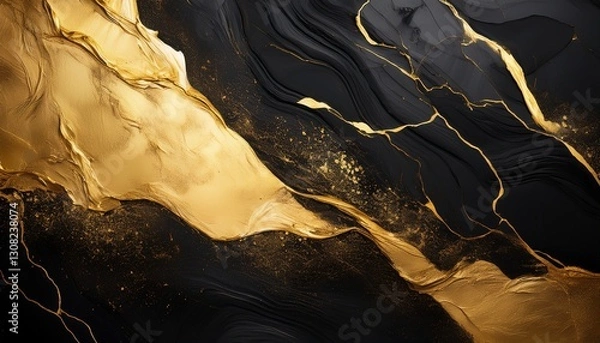 Obraz black and gold abstract grunge background