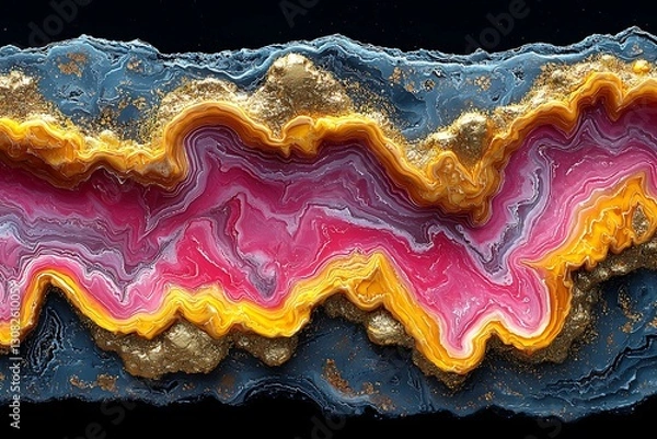 Fototapeta Abstract Geode for Pink Gold Swirl.