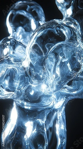 Fototapeta Abstract Glass Sculptures for Dark Background.