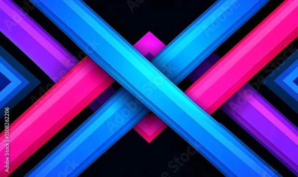 Fototapeta Vibrant Abstract Background with Neon Stripes and Geometric Patterns