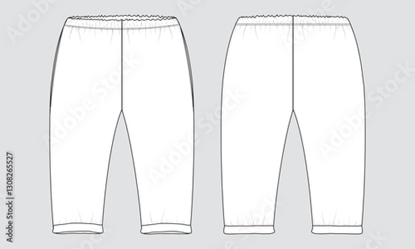 Fototapeta Legging pant  Technical drawing fashion flat sketch vector illustratino template for kids