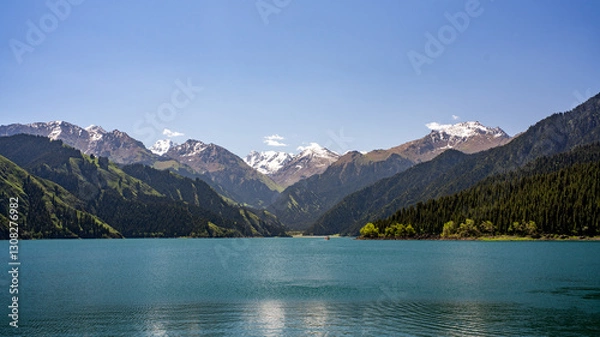 Obraz lake in the mountains，天山天池