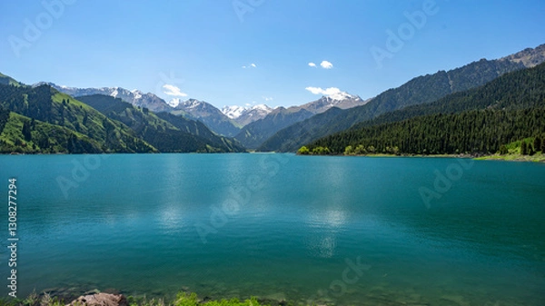 Obraz lake in the mountains，天山天池