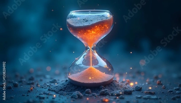 Obraz Hourglass with Fiery Splash Surrounded by Rippling Water in Sunlight