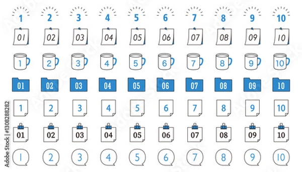 Obraz 数字とフレームセット　シンプル　番号　ナンバー　イラスト　飾り罫　あしらい　ベクター　素材　アイコン