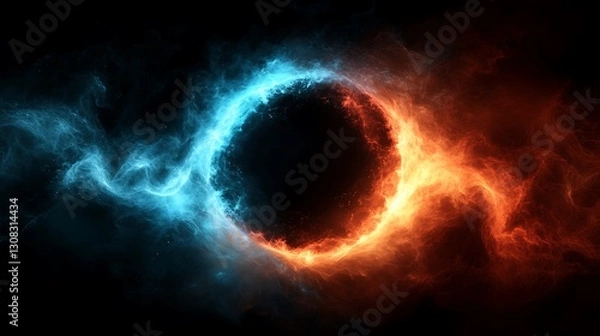 Obraz Abstract fiery and icy ring energy vortex.