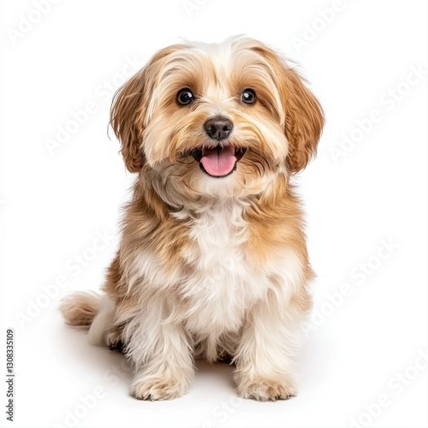 Fototapeta Cute shih tzu puppy with fluffy fur and bright, sparkling eyes radiating joy and innocence in a playful setting