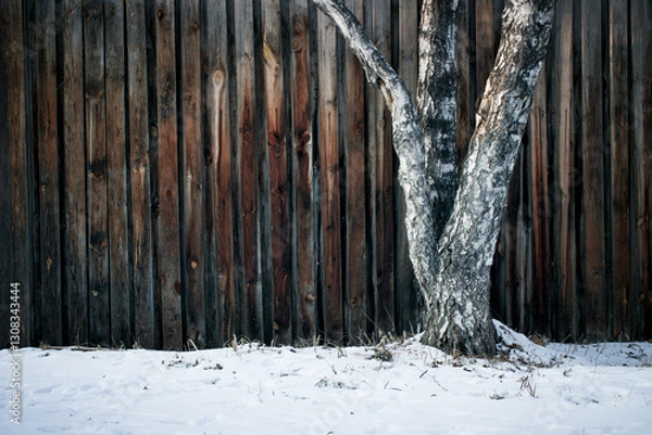 Obraz Beautiful white birch tree in winter.