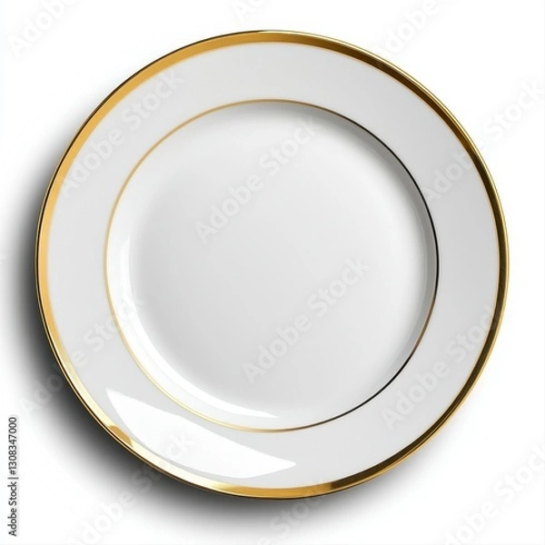 Fototapeta Chic plate with a gold rim ideal for upscale events and elegant dining experiences showcasing timeless style and quality