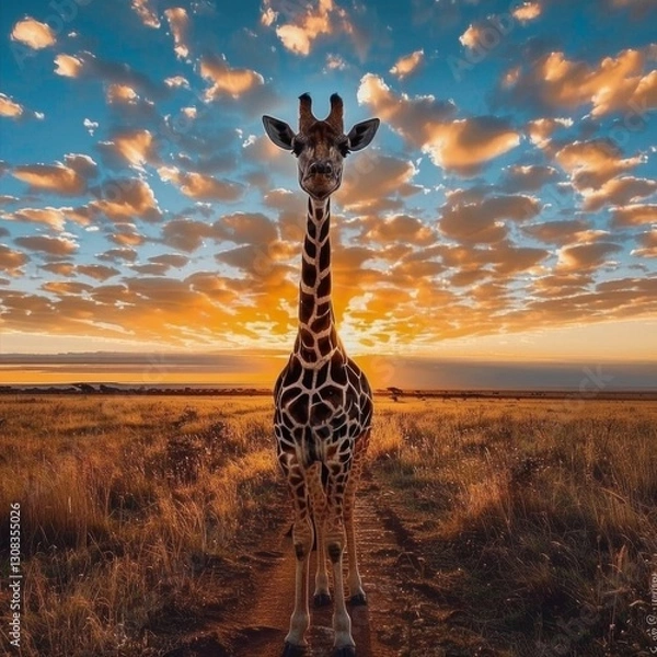 Obraz about giraffes for the MidJourney bot, each between 100 to 200 words and ending