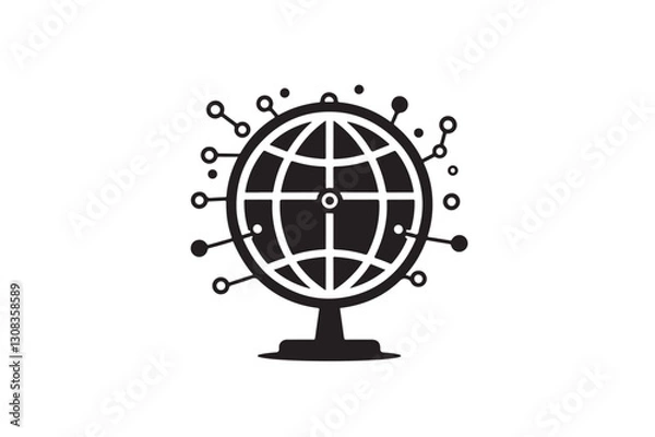 Fototapeta Global Network Icon – Vector Illustration of Worldwide Internet and Connectivity Concept