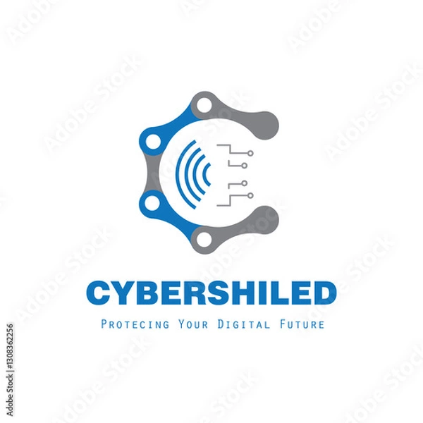 Fototapeta logo internet network technology abstract design illustration electricity vector cybershiled