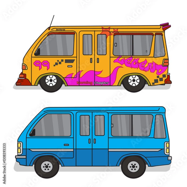 Fototapeta Angkot standard And Angkot Modification Is Public Transportation From Indonesia