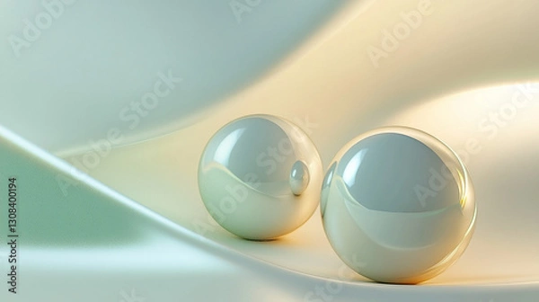 Obraz Tło technologiczne, błyszczące kule 3d, genertaive ai 