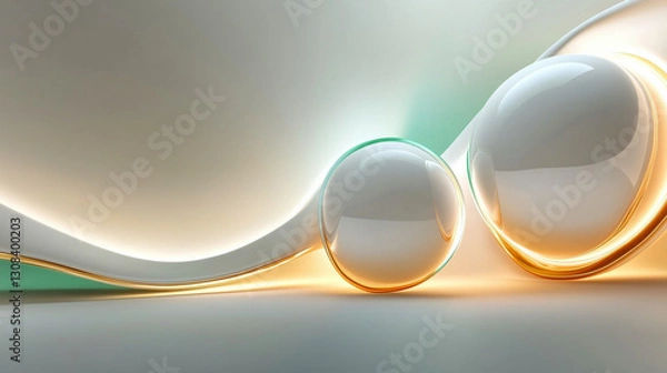 Obraz Tło technologiczne, błyszczące kule 3d, genertaive ai 