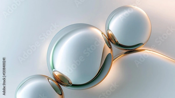 Obraz Tło technologiczne, błyszczące kule 3d, genertaive ai 