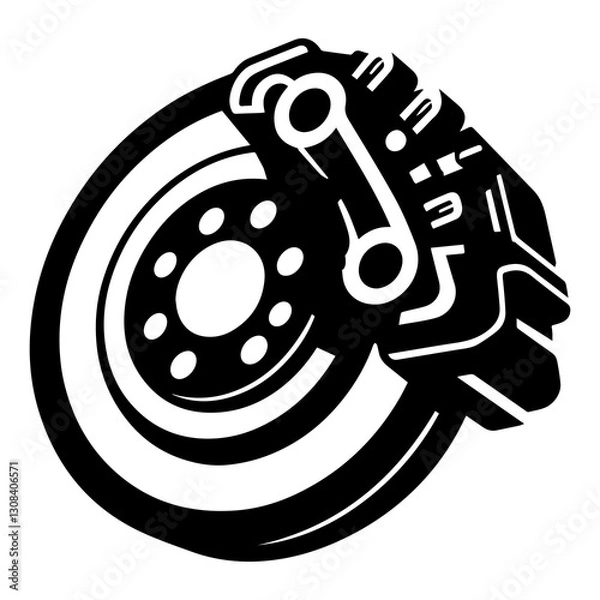 Obraz Simple Flat Disc Brake Vector Illustration & Logo Design