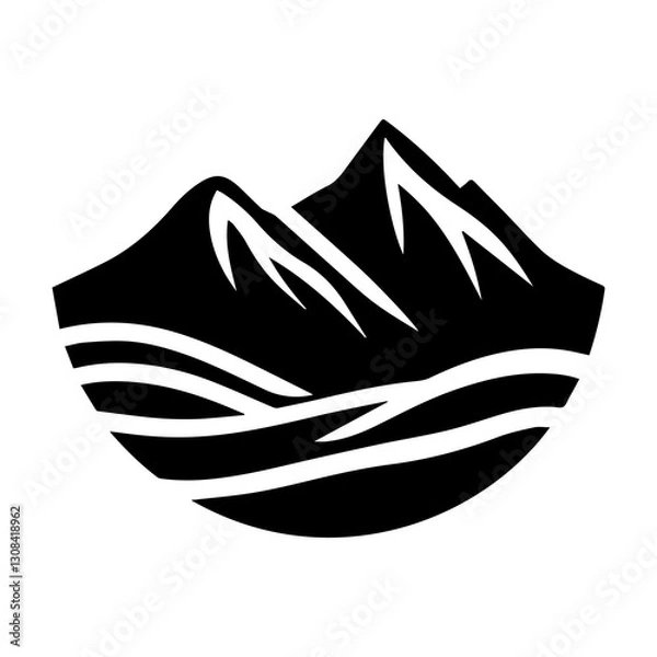 Fototapeta Simple Mountain View Vector Icon – Modern Logo & Illustration