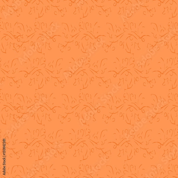 Obraz Orange abstract plant line seamless pattern