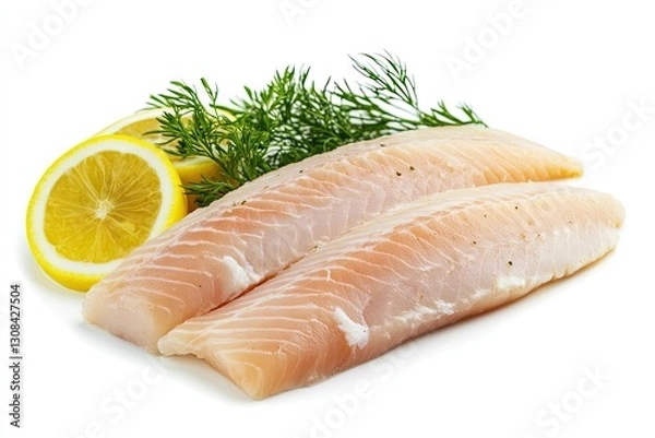 Fototapeta Sole fillet slice isolated on white background 