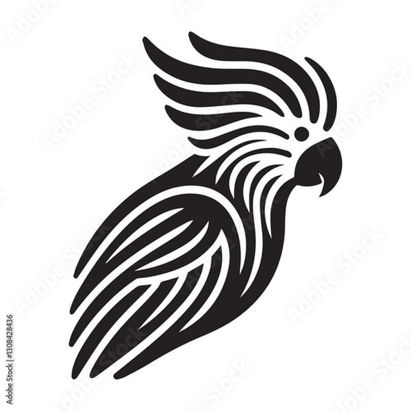 Fototapeta Simple Cockatoo Vector Icon – Vintage Logo & Retro Illustration