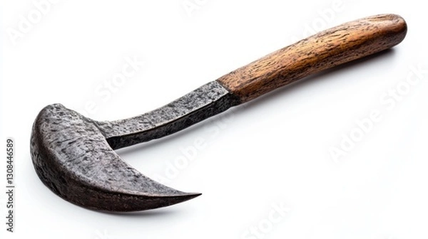 Fototapeta Rustic curved tool with a wooden handle. Its unique design showcases craftsmanship. Perfect for gardening or culinary tasks. Discover its versatility. Generative AI