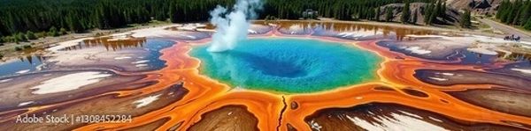 Obraz Grand Prismatic Spring, aerial view, vivid colors, Montana, picture
