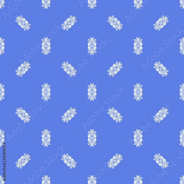 Fototapeta White abstract seamless pattern on blue background