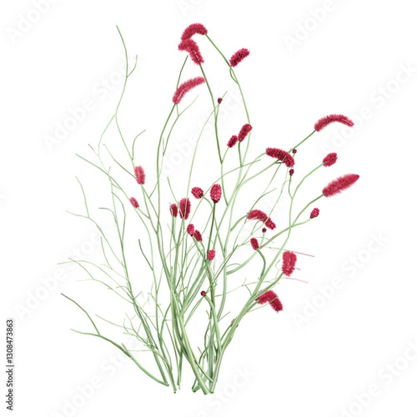 Obraz Green beautiful Sanguisorba officinalis plants isolated on Canvas