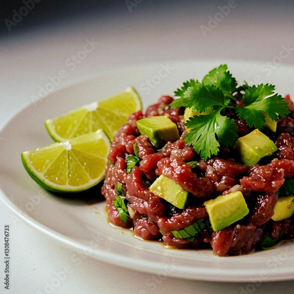 Fototapeta Fresh Raw Beef Dish