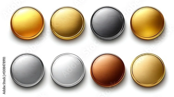 Fototapeta Metallic Round Buttons Collection