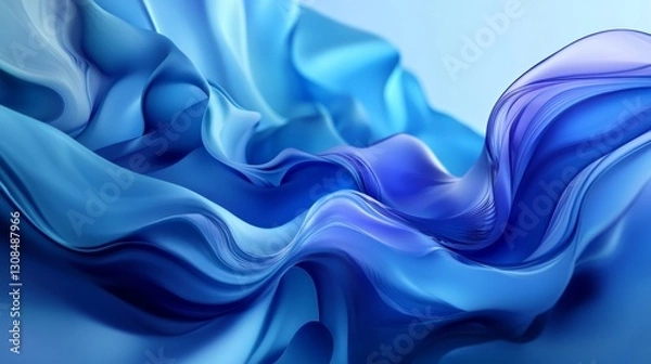 Obraz Fluid Abstract Waves in Shades of Blue and Light Soft Motion