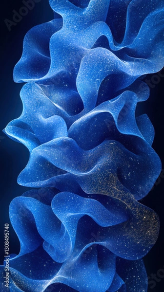 Fototapeta Abstract Blue Wavy Flow with Stars