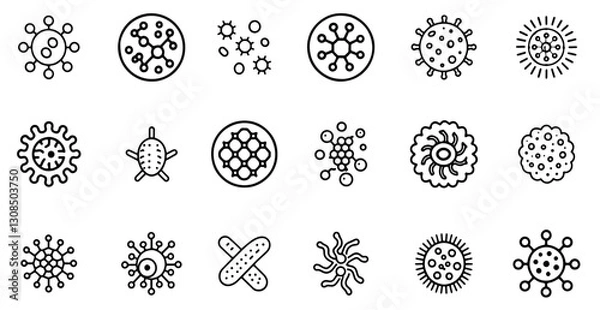 Obraz Microbes related icons set isolated on white background flat illustration. Vector. editable
