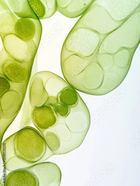 Fototapeta Abstract green organic shapes for nature-inspired design and scientific visualization